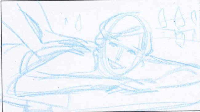 Woman getting a massage and smiling to camera, storyboard rough