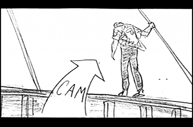 Chain of Fools movie bridge scene storyboard frame. Man on the bridge.
