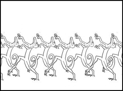 Sobe water superbowl commercial black and white line art storyboard featuring Naomi Campbell and dancing lizards