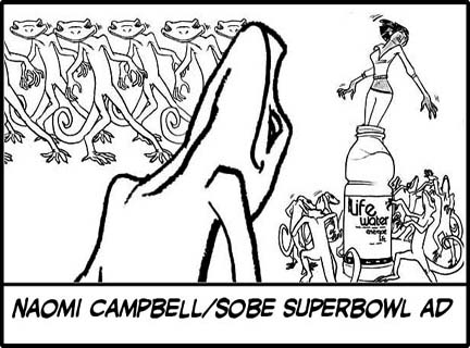 Introduction image of Sobe water storyboard featuring Naomi Campbell